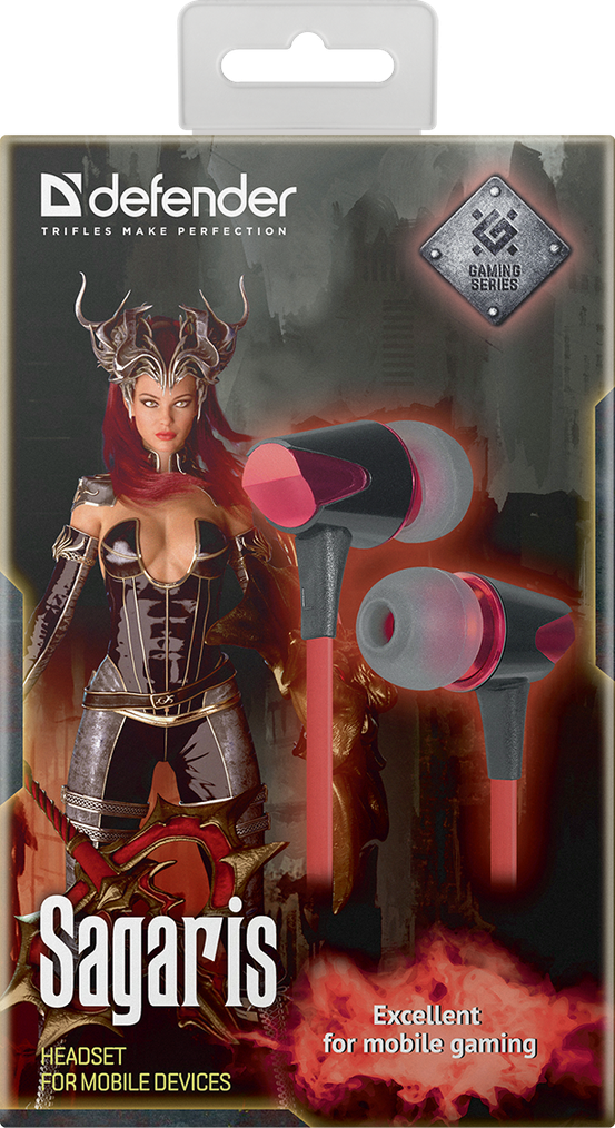 64455 гарнитура для смартфонов sagaris черный + красный, кабель 1,2 м Defender Santreyd  - Вид №1