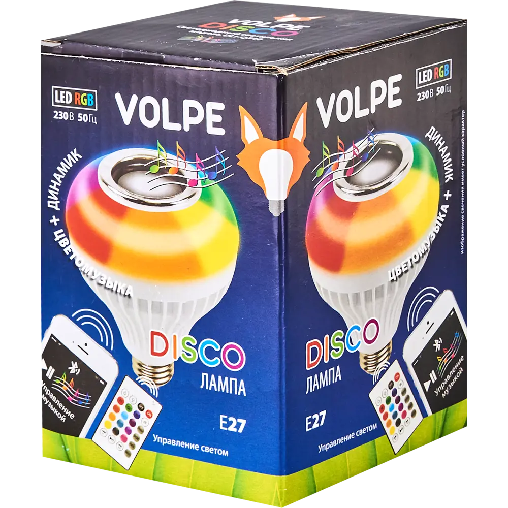 Лампа светодиодная Volpe Disco Е27 220 В 8 Вт 200 Лм, регулируемый цвет света RGB, Bluetooth, пульт ДУ STLM-2037633 - Вид №11