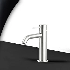 Смеситель для раковины сталь глянцевая с белой ручкой Toki Radomonte TKS1LCIL11