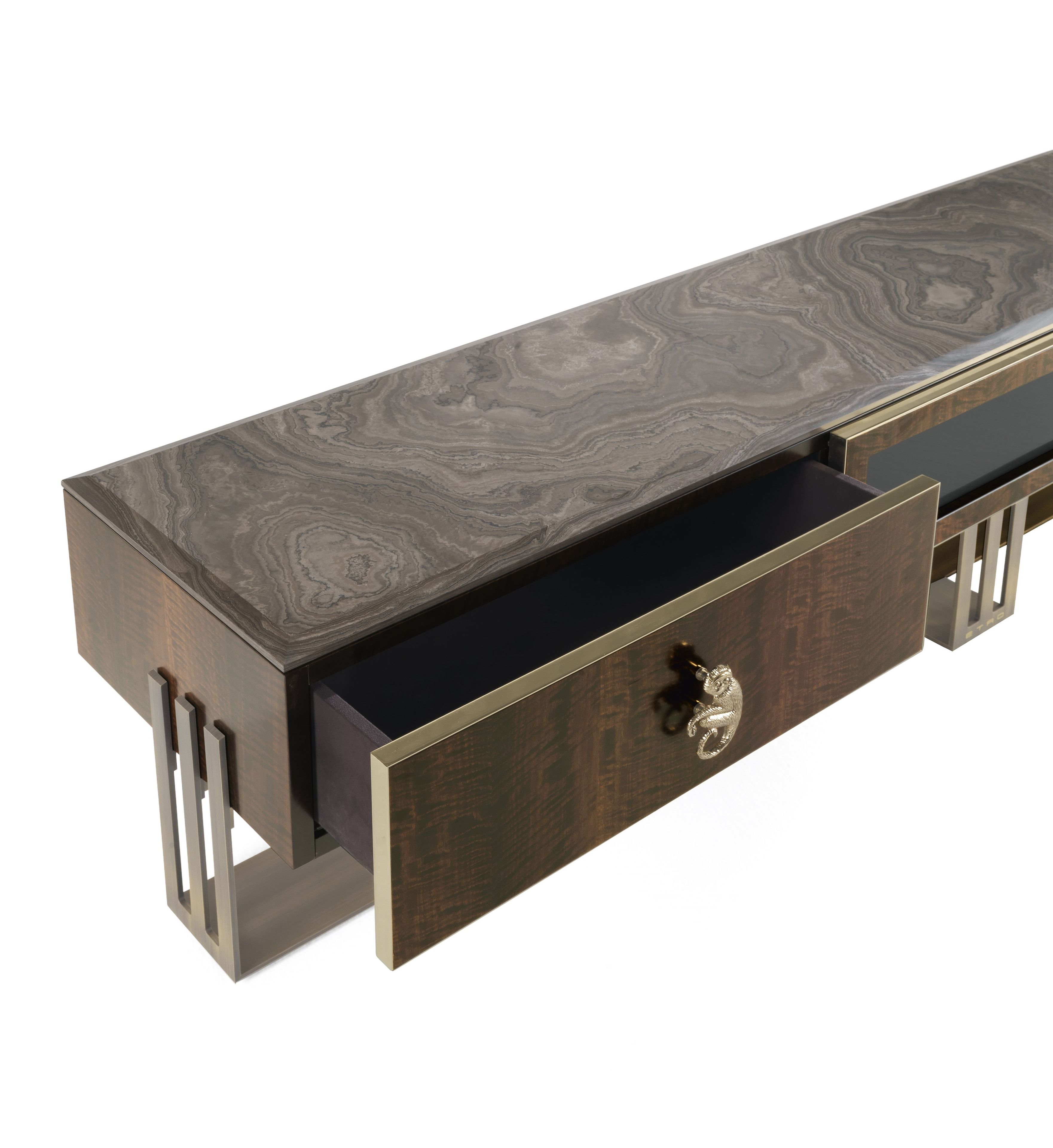 Эвкалиптовый низкий ТВ-шкаф с ящиками ETRO Home Interiors Klee ARCH-00065391 - Вид №3