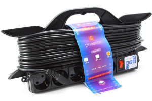15548627 Удлинитель на рамке 5роз. с/з, с выкл. 30м PC-LG5-R-30 Power Cube