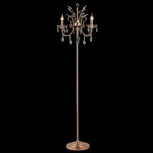 Торшер хрустальный ев 3 лампы золотой "Хлоя" 0015/3F-FGD LUMIEN HALL СВЕЧА 00-3948892 Золото;прозрачный