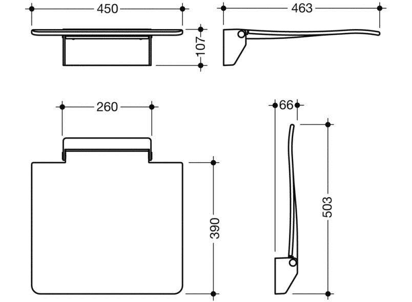 950.51.41190 Мобильное складное сиденье 450 HEWI System 800 K  - Вид №1