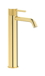 Высокий смеситель для раковины на 1 отверстие в комплекте с донным клапаном. WE ARE IB id202ii Pale Gold Industria