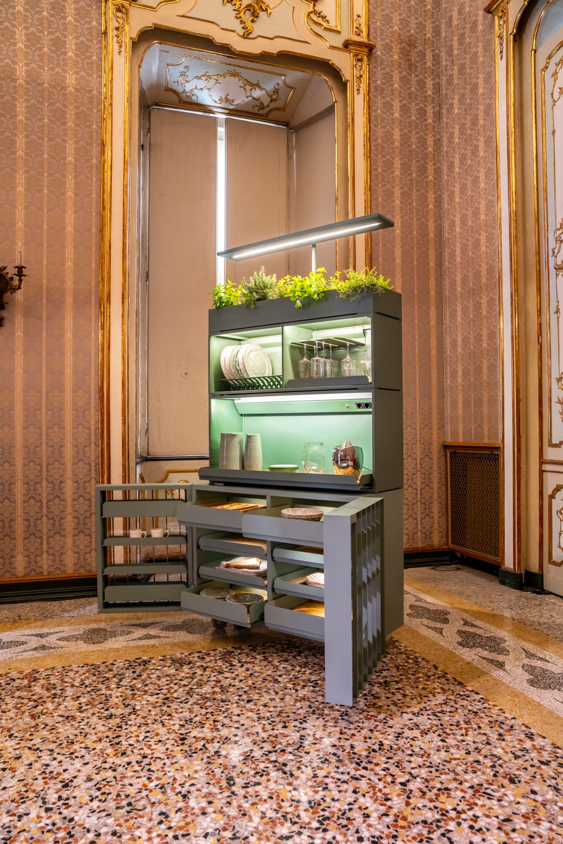 Модульный шкаф из окрашенной стали и оливкового дерева Officine Tamborrino MEMÈ ARCH-00114854 - Вид №21