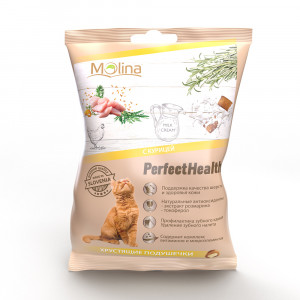ПР0058731 Лакомство для кошек Хрустящие подушечки с курицей 50г Molina