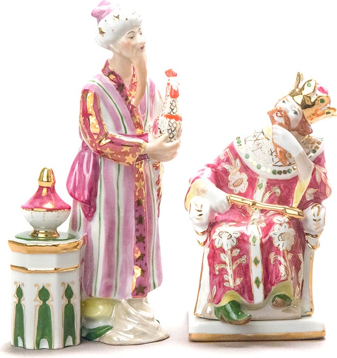 10618102 Дулевский фарфор Скульптура (триптих) "Золотой петушок"" Фарфор 