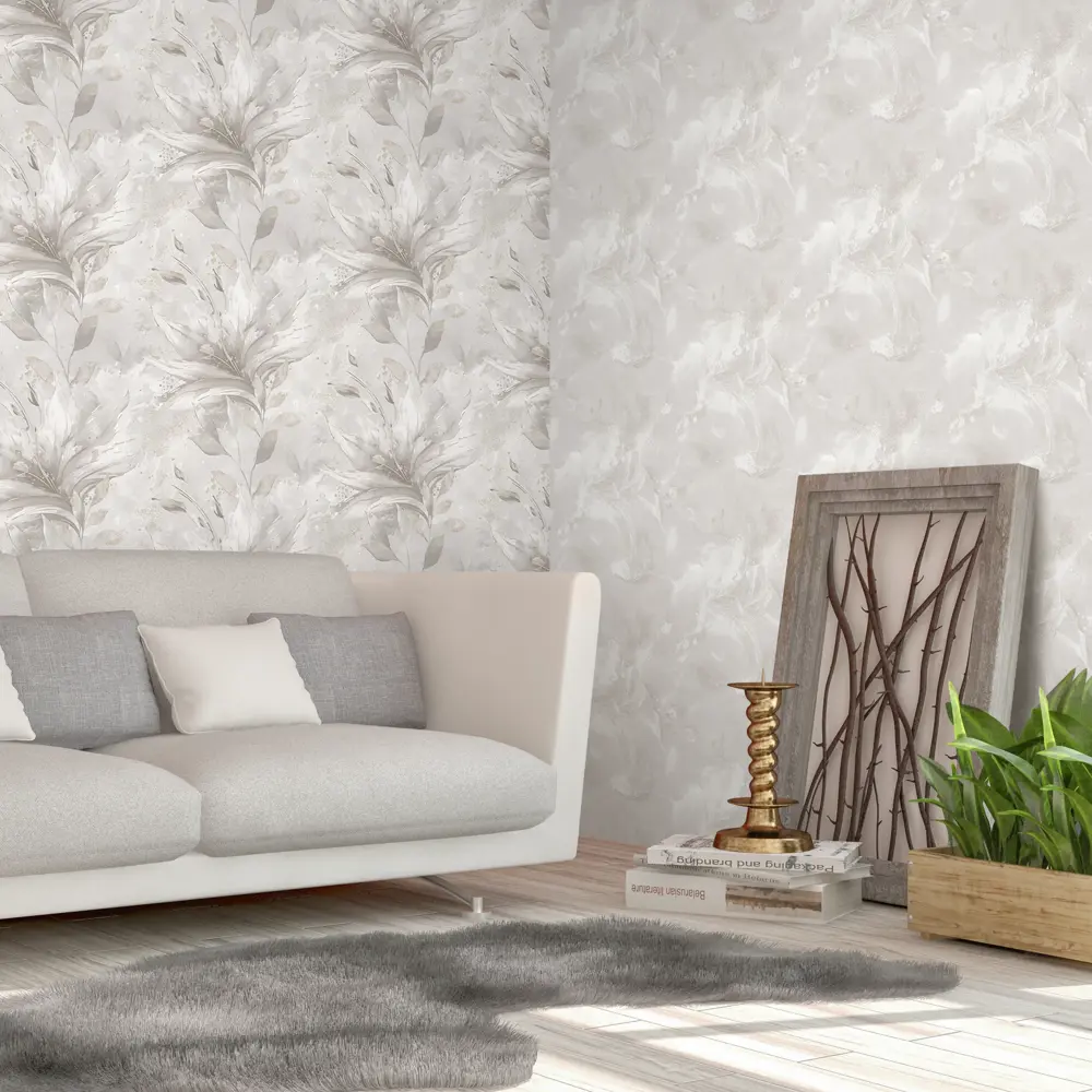 Victoria Stenova Lilian - Флизелиновые обои серо-зеленые с рельефным узором 89346030 STLM-0836868 - Вид №4