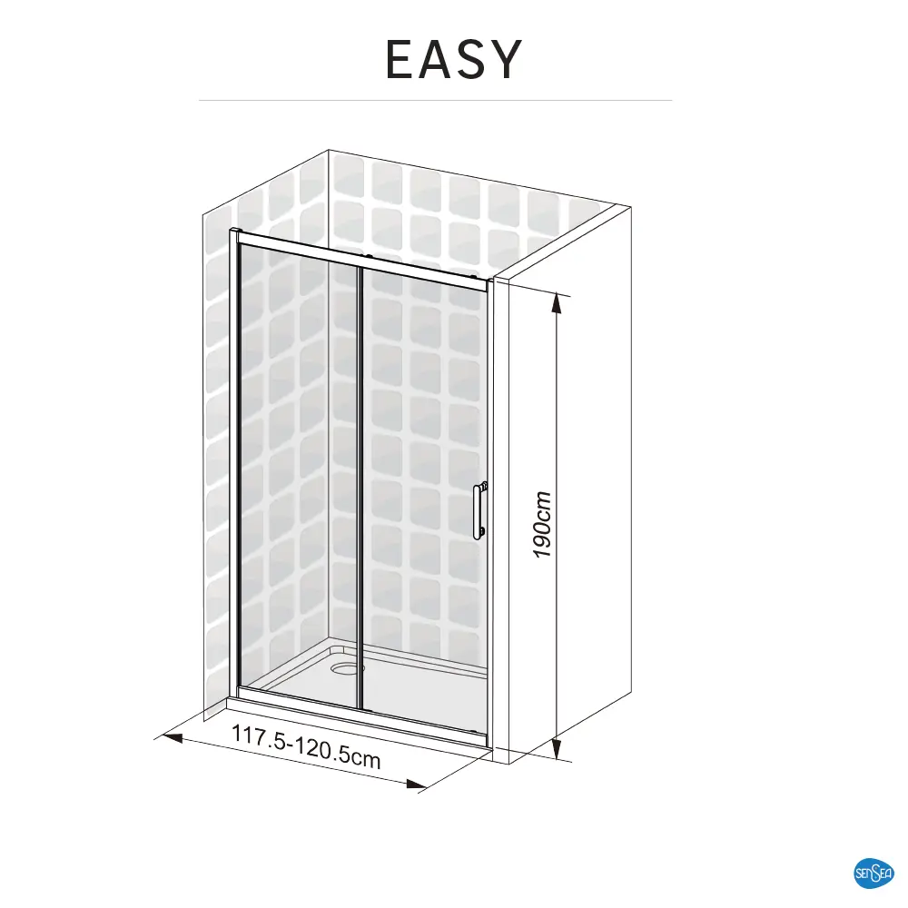 Комплект стекол для раздвижной душевой двери Sensea Easy 120 см прозрачное стекло, цвет профиля на выбор 85868669 STLM-2098150 - Вид №24