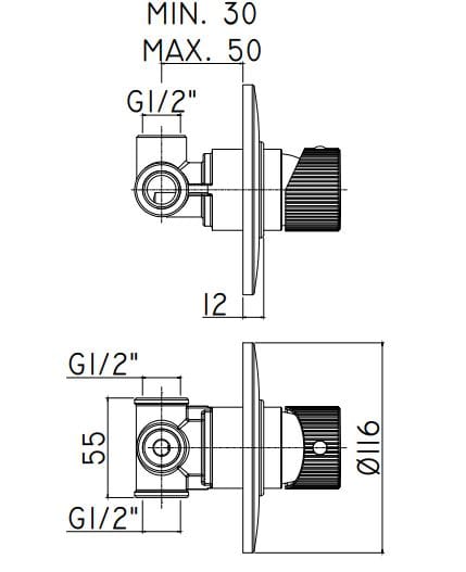 Однорычажный встраиваемый смеситель для душа RUBINETTERIA PAFFONI Jo ARCH-00107229 - Вид №2