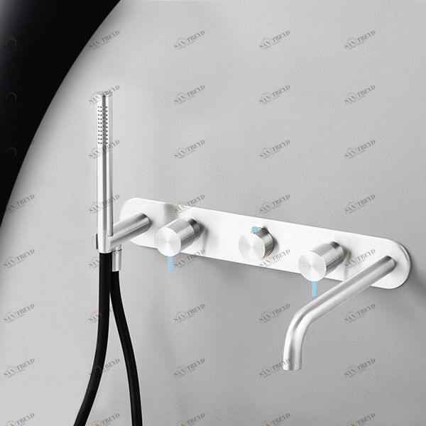 Смеситель для ванны глянцевая сталь с голубой ручкой Toki Radomonte TKI52LCIL27