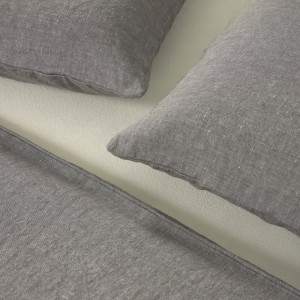 108847 Eglant duvet cover, sheet & pillowcase set in grey GOTS cotton and linen 145 x 190 cm La Forma