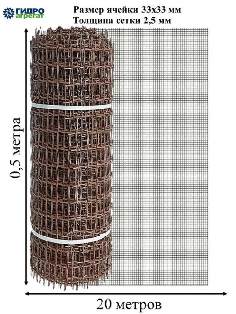 91024319 Садовая сетка квадратная 33x33 мм 0.5x20 м Гидроагрегат Профи коричневый STLM-0963658