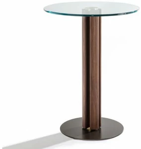 Porada Высокий стол из ореха каналетта со стеклянной столешницей Twenty