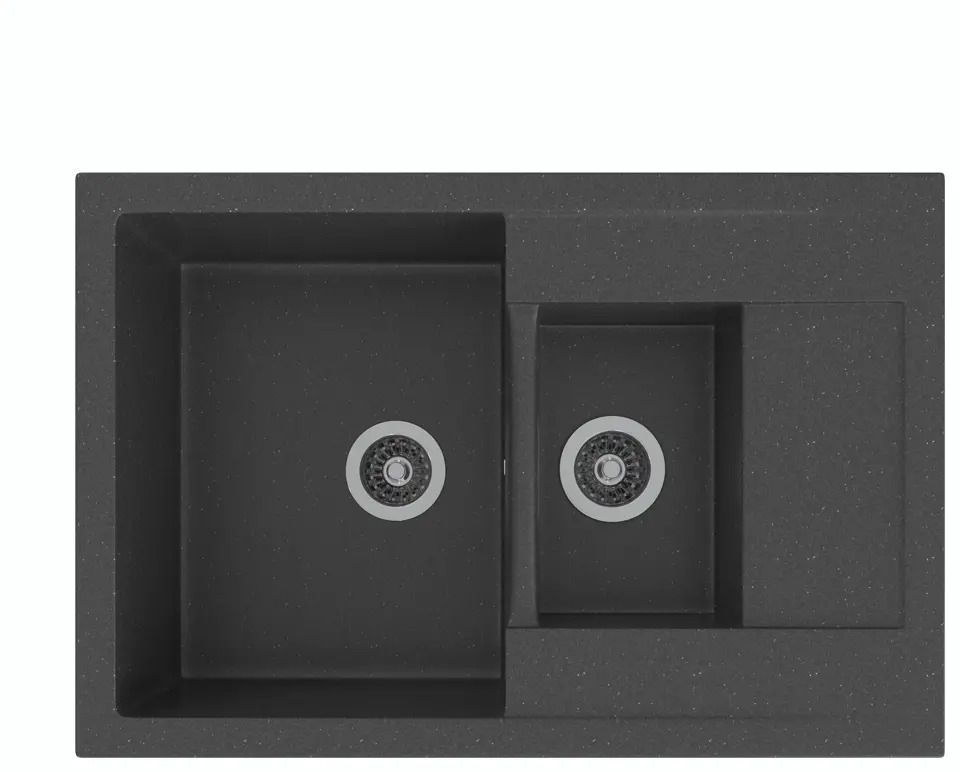 90403324 Врезная мойка Gamma Stone GS-11 75x50.50 глубина 20 см литьевой мрамор цвет черный STLM-0866647