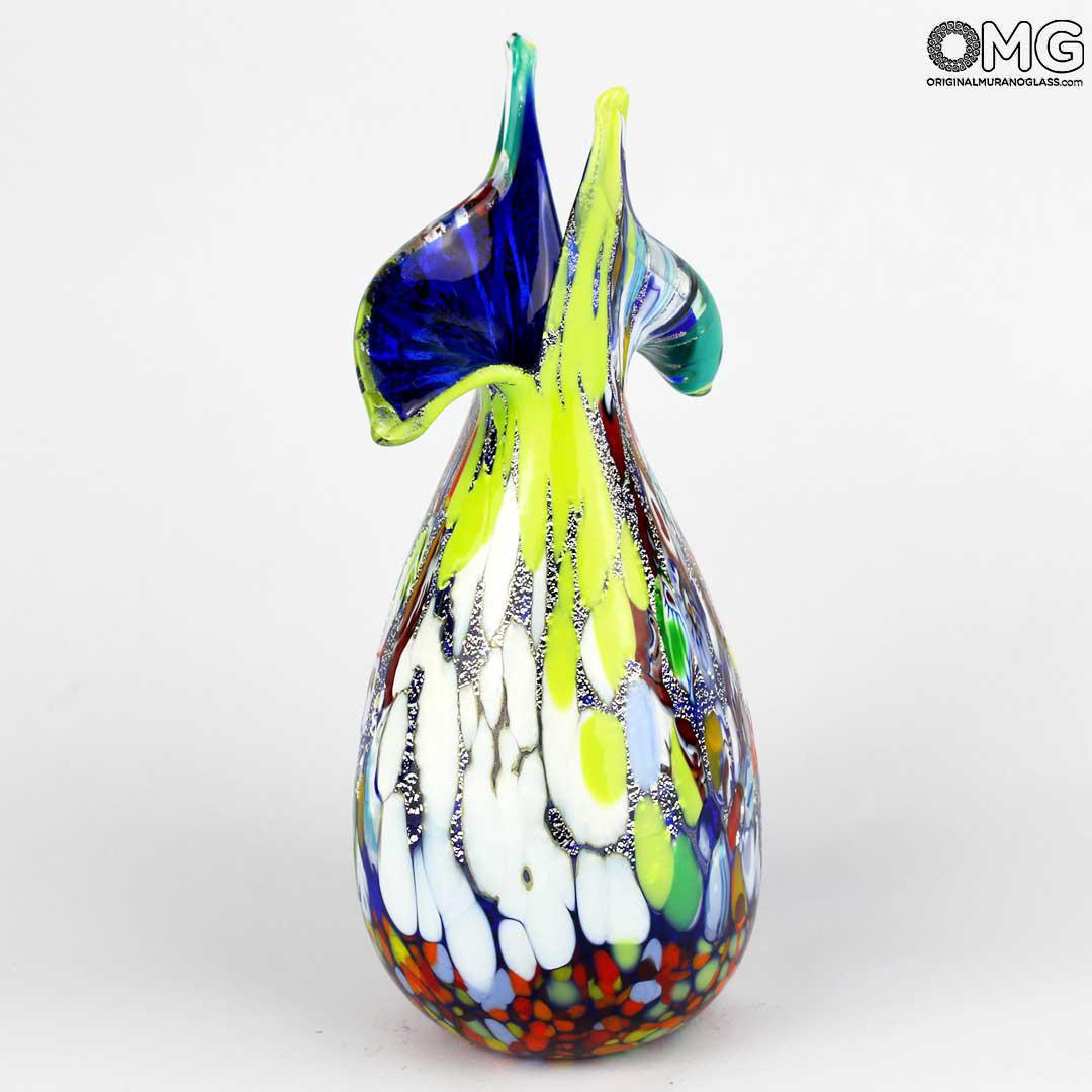 3264 ORIGINALMURANOGLASS Ваза Papillon - голубая - Original Murano Glass OMG 10 см  - Вид №1