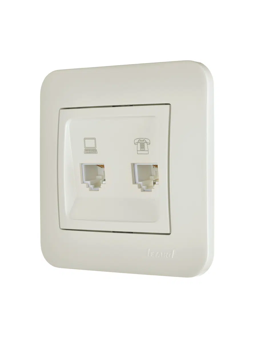 ASTI Розетка компьютер+телефон жемчужно-белый перламутр LEZARD 7081-3030-143