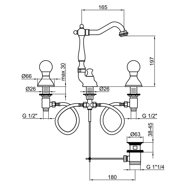 KA750202015 Смеситель для раковины Webert Karenina  - Вид №1