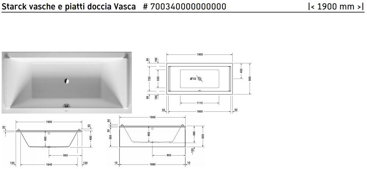 Duravit Прямоугольная акриловая ванна Starck 700339 - 700340 - 700341 - Вид №8