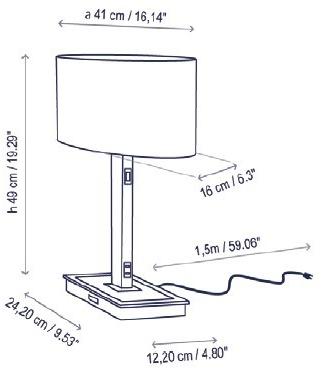 BOVER Настольная лампа из ткани с зарядкой от usb Oval sun-id-1355590 - Вид №2