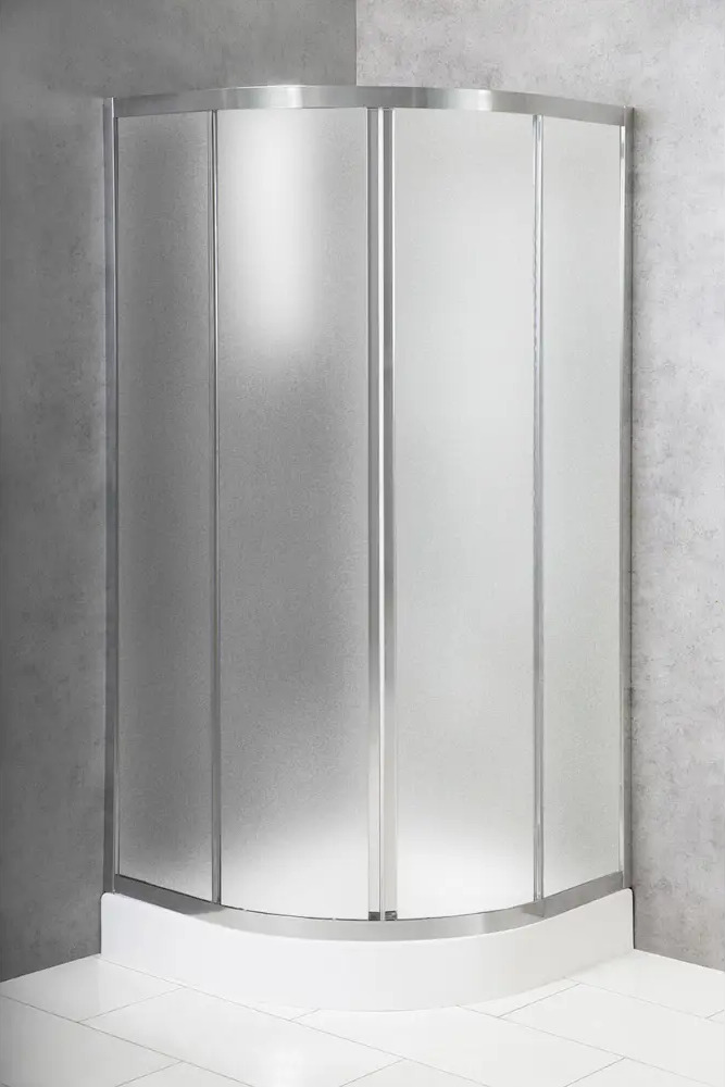90827102 Душевой уголок Belbagno DUE-R-2-90-P-Cr 1/4 круга 90x90см серебро профиль эффект стекла рифленый STLM-0401213