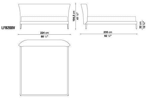 Maxalto Двуспальная кровать из ткани с мягким изголовьем Febo sun-id-1471760 - Вид №6