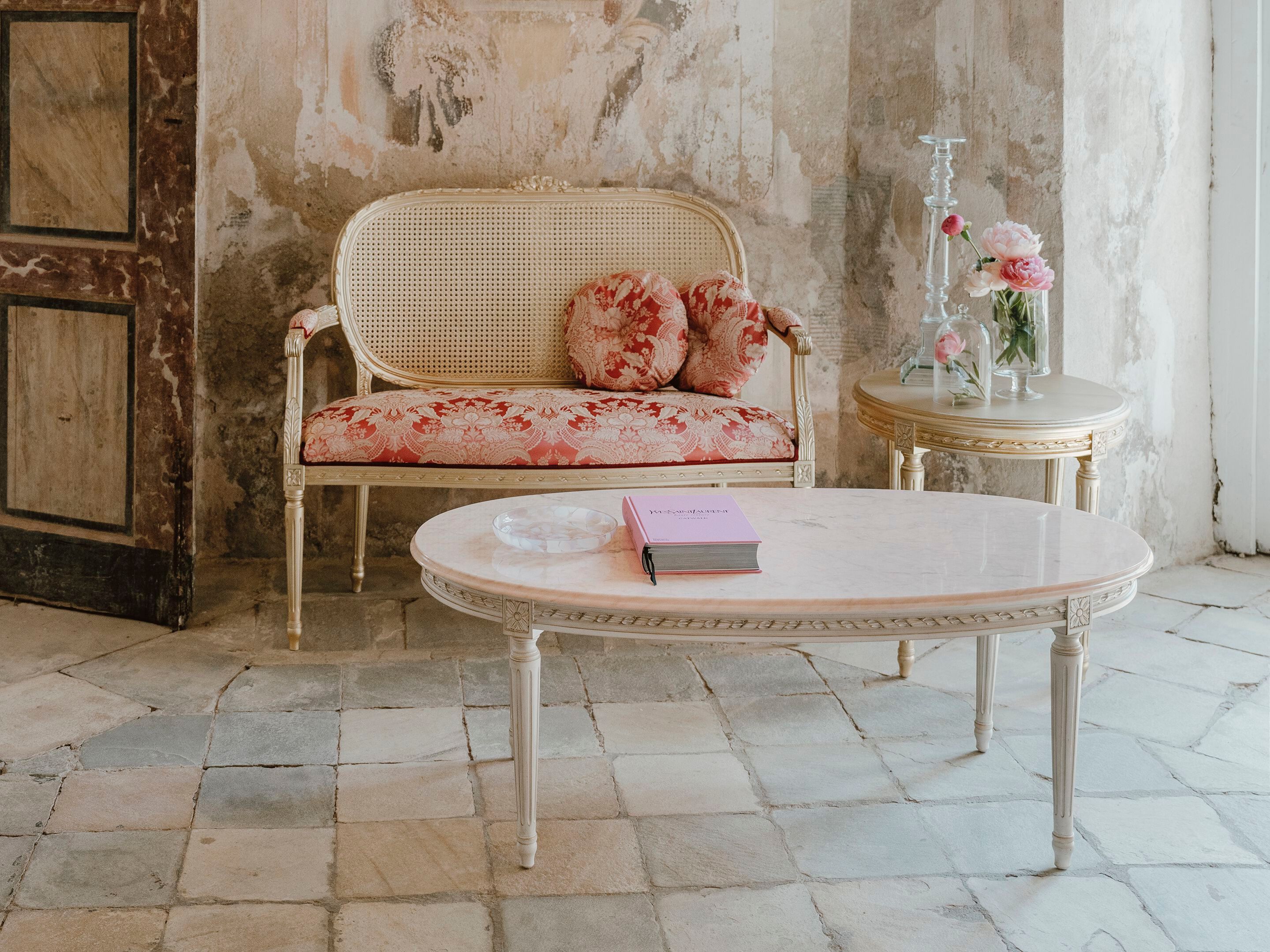 Деревянный и мраморный овальный журнальный столик Bellotti Ezio Cromie ARCH-00006728 - Вид №3