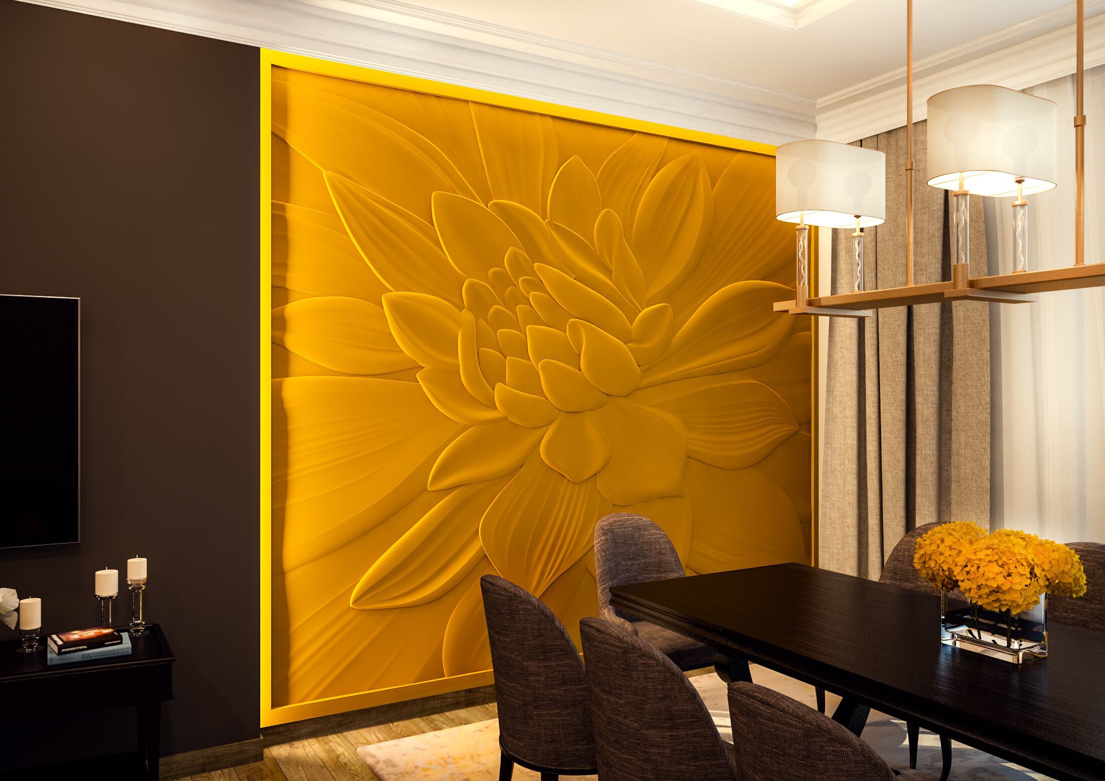 Трехмерная декоративная гипсовая панель WallDeco LOTUS ARCH-00099569