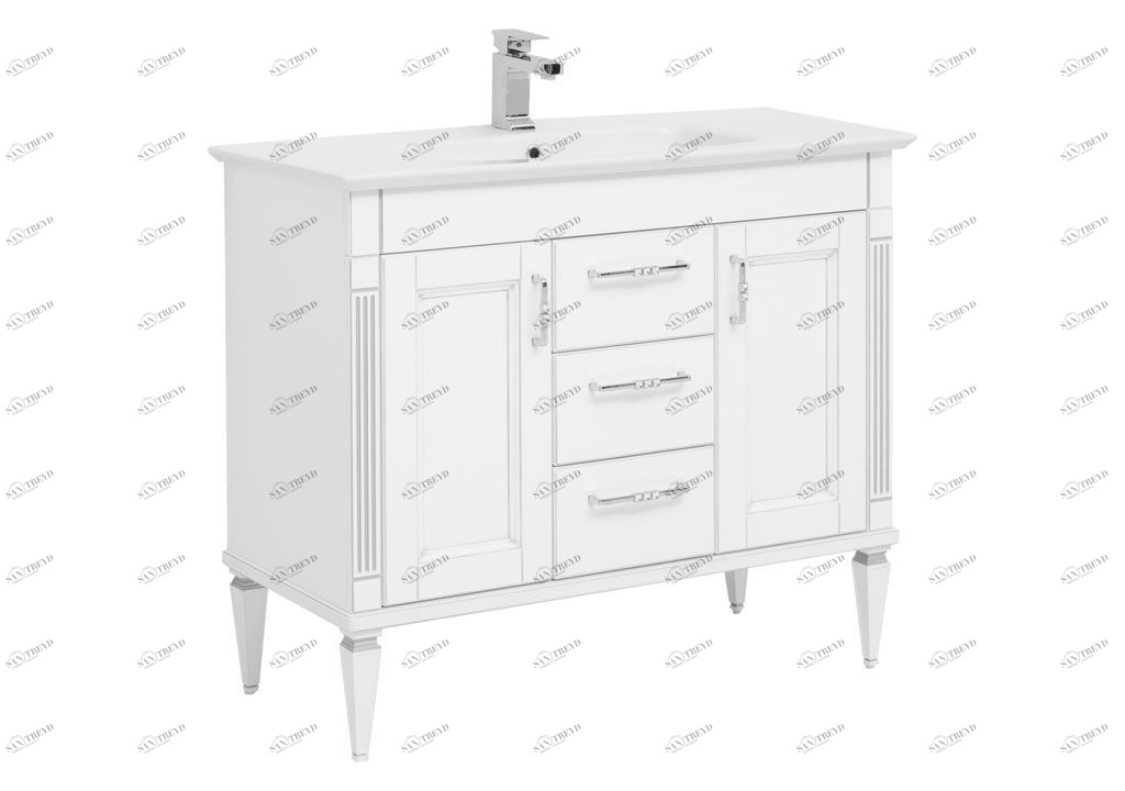 Тумба с раковиной Aquanet Селена 105 белый/серебро (3 ящика, 2 дверцы) 0020165100196393