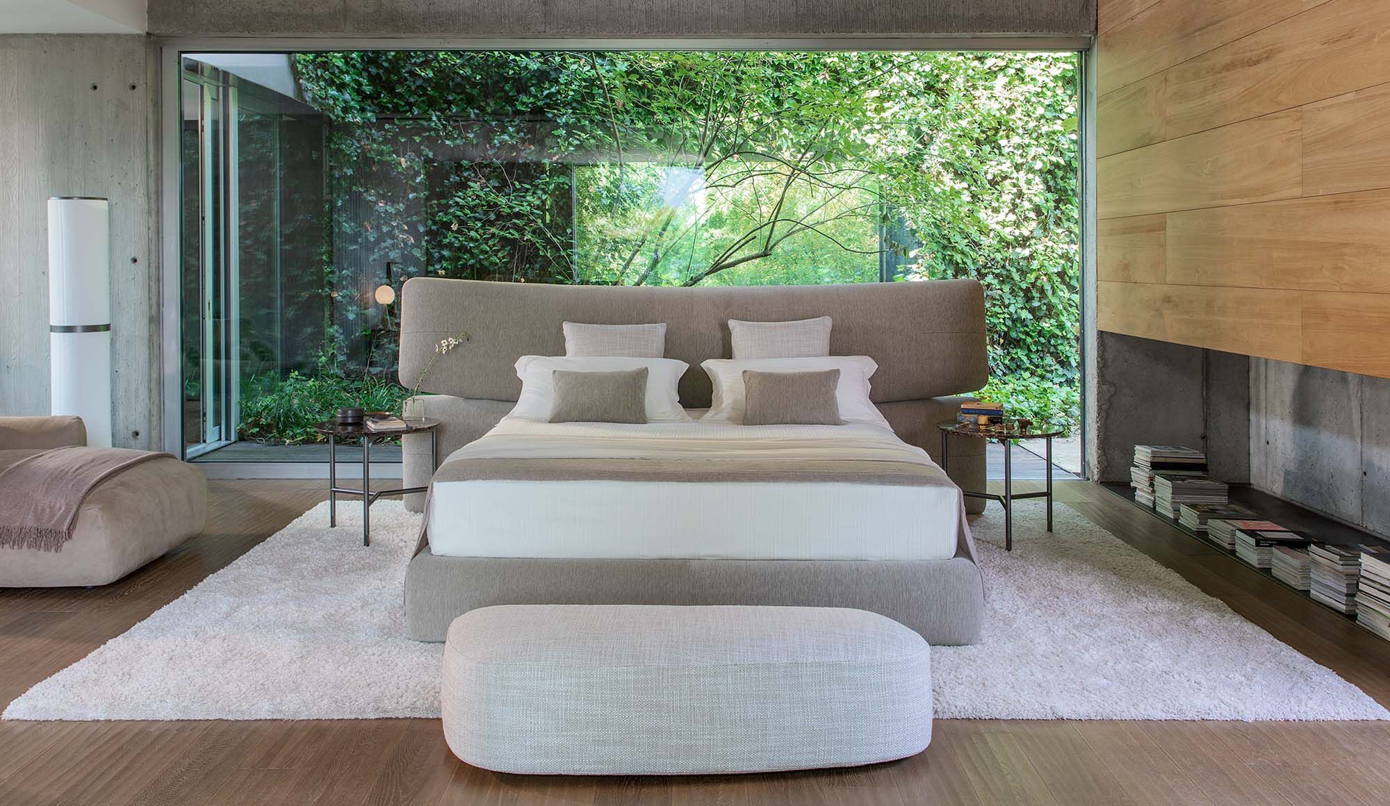 Двуспальная кровать из ткани с мягким изголовьем Flou YUNA ARCH-00127400 - Вид №2