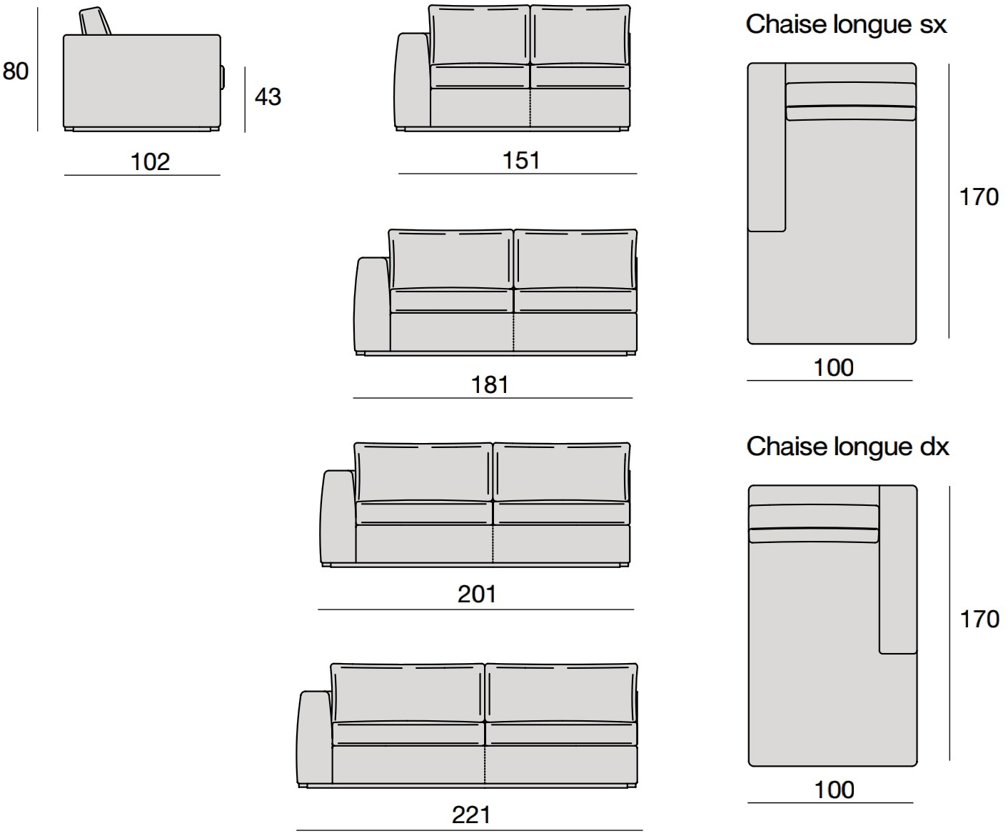 CTS SALOTTI Модульный диван с шезлонгом Andy sun-id-1499658 - Вид №1