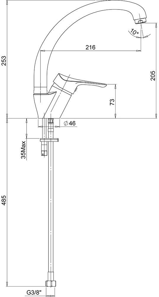 Paini Pilot 04CR570LMKM смеситель для кухни - Вид №1