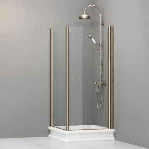 9147T3 Душевая кабина SX с распашной дверью и фиксированной боковой частью для душевого поддона 90x90 квадрат, цвет Бронзовый Kerasan RETRO Италия