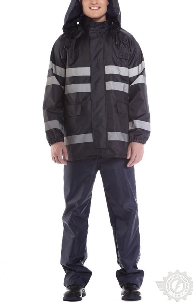 65798 Куртка-ветровка с СВП синяя  Непромокаемая спецодежда  размер 48-50/182-188  - Вид №7