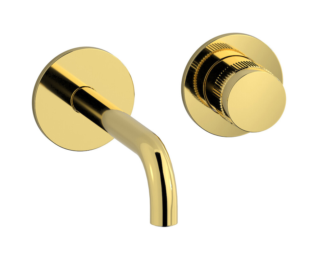 Встроенный в стену смеситель для раковины на 2 отверстия в комплекте с донным клапаном WE ARE IB rx406oo Gold Reflex