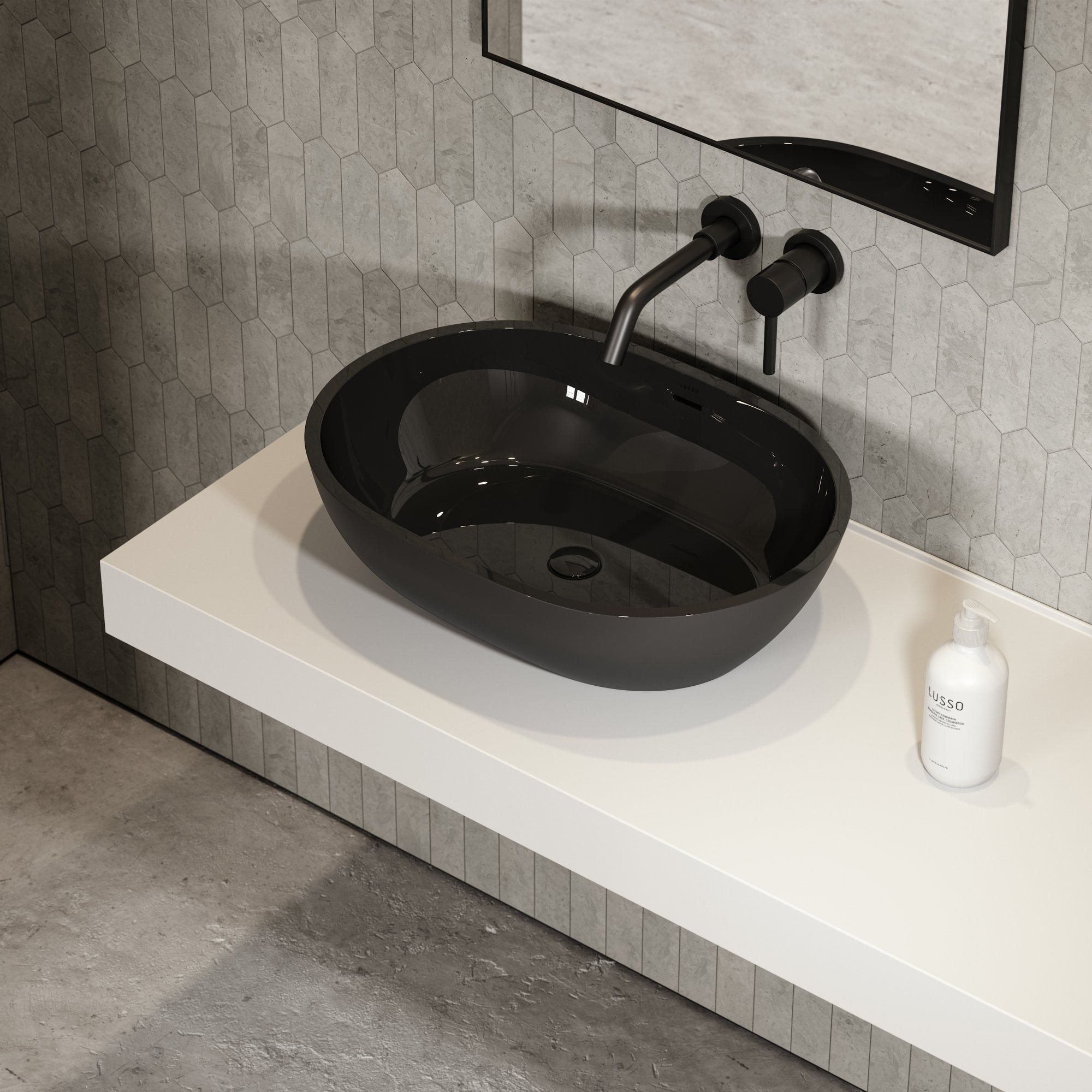 Овальная столешница из смолы с переливом LUSSO витрина ARCH-00011923