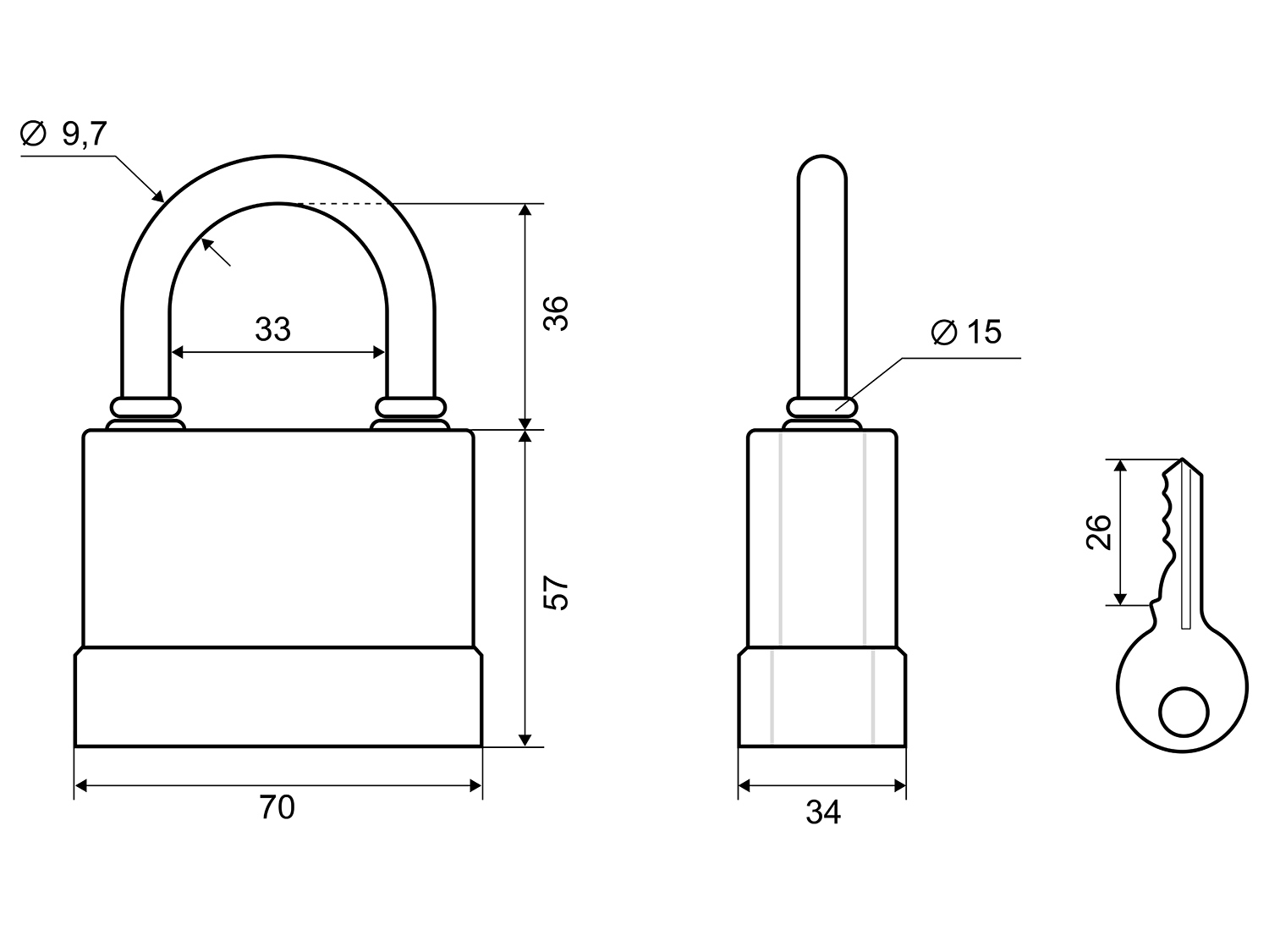 Навесной замок PALLADIUM 57x67 мм с закаленной дужкой 85375835 STLM-0062383 - Вид №3