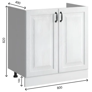 91610739 Напольный шкаф под мойку Bvmebel Romeo 80x82x47 см фасад МДФ цвет белый дуб/белый STLM-1415485