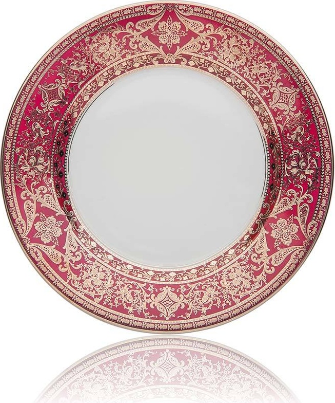 10571310 Haviland Тарелка десертная 19см "Матиньон" (вишневый, платиновый декор) Фарфор, Керамика 