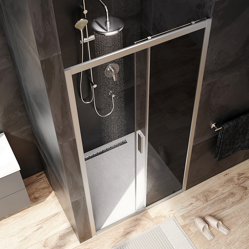 W90G-100-1-195MG Solo Дверь душевая 100х195 стекло тонированное профиль матовый хром AM.PM Gem - Вид №1