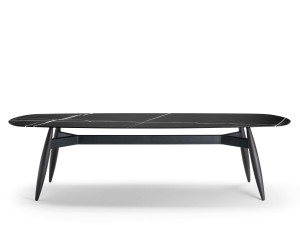 Деревянный прямоугольный стол и мраморная столешница