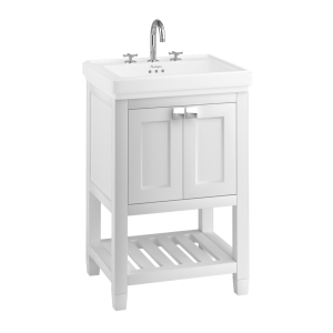 Burlington Riviera Мебель для умывальника Riviera 580 мм с квадратной раковиной Riviera 580 мм в белом цвете с 3 отверстиями под смеситель RIVF580W - RIV1 3TH