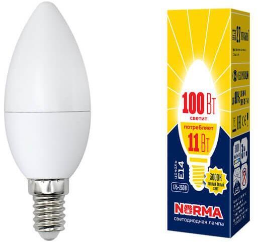 LED-C37-11W/WW/E14/FR/NR Лампа светодиодная E14 11W 3000K матовая UL-00003812 Volpe Norma C