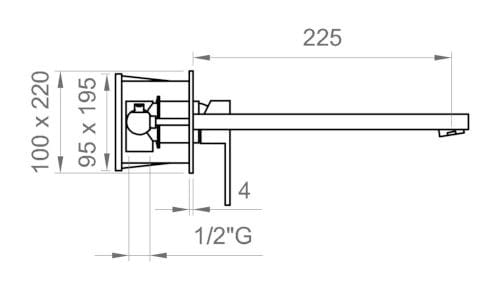 Настенный смеситель для раковины с пластиной Ercos Versilia Nero ARCH-00037740 - Вид №3