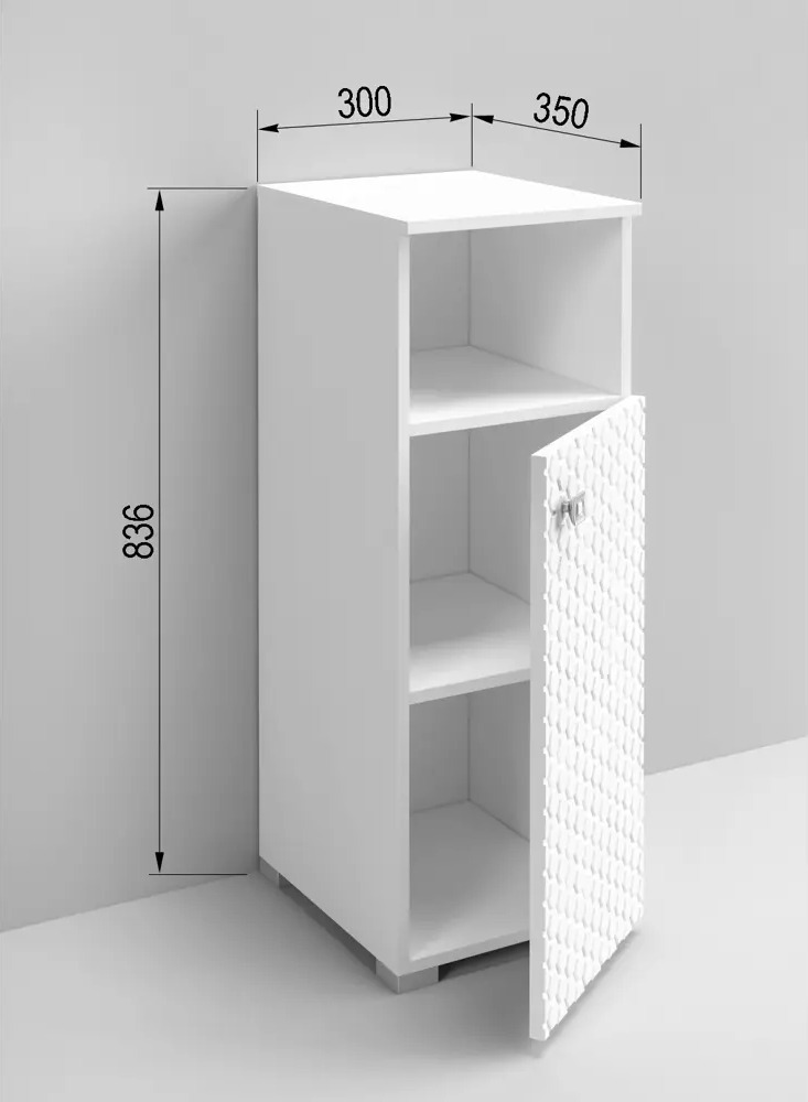 91116934 Шкаф для ванны напольный Regent style Соната1д1н правый 30x84см цвет белый STLM-0491929