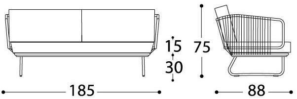 Varaschin Диван с обивкой из синтетического волокна с витой веревкой Babylon 1743 - Вид №12