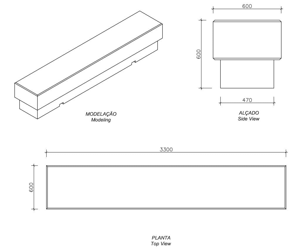 Бетонная скамья без спинки amop Aveiro ARCH-00077746 - Вид №2