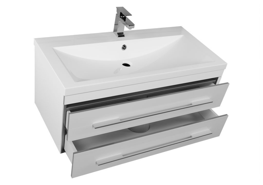 Тумба под раковину Aquanet Верона 100 белый (подвесная 2 ящика) sun-id-275331 - Вид №5