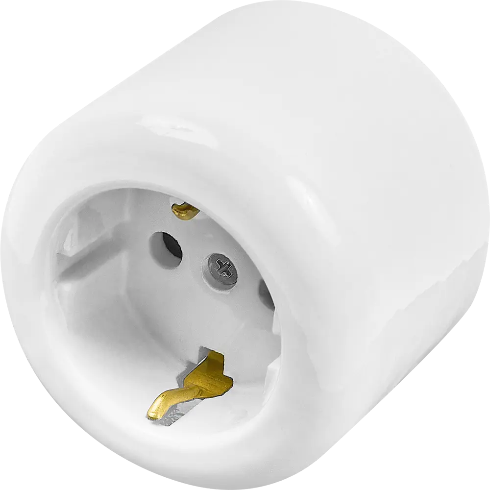 Розетка накладная Electraline с заземлением с крышкой цвет белый 89255201 STLM-2045361 Ретро - Вид №1