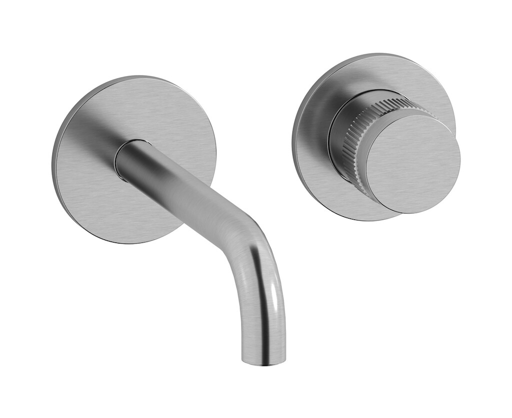 Встроенный в стену смеситель для раковины на 2 отверстия в комплекте с донным клапаном WE ARE IB rx406ss Brushed Nickel Reflex